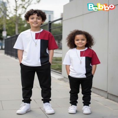 Premium Kids' ড্রপ শোল্ডার টি-শার্ট এবং লং প্যান্ট সেট