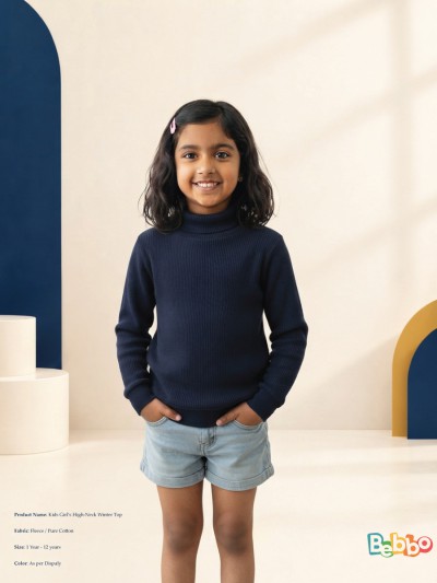 Girls High-Neck Winter Top