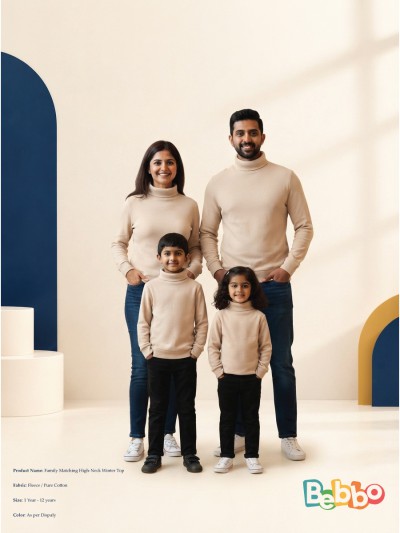 Family Matching High-Neck Winter Top
