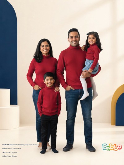 Family Matching High-Neck Winter Top