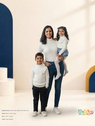 Mom & Kids High-Neck Winter Top