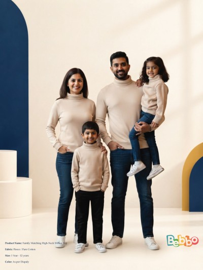 Family Matching High-Neck Winter Top