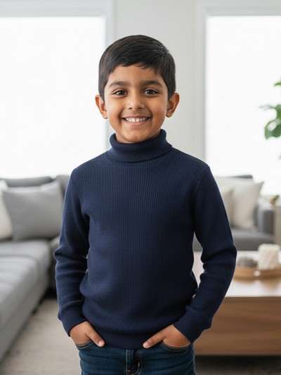 Boys' High Neck Sweater – Stylish Winter Wear