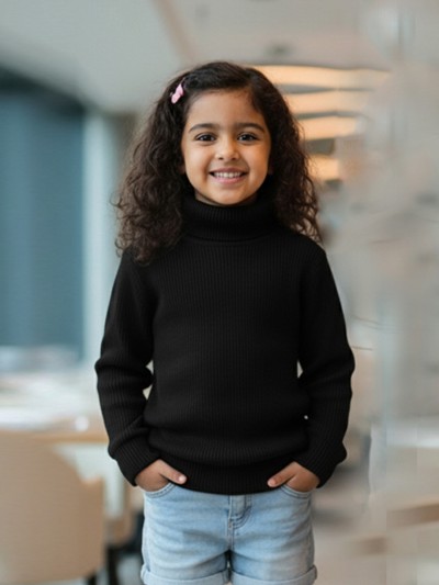 Girls' High Neck Sweater – Stylish Winter Wear