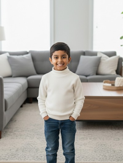 Boys' High Neck Sweater – Stylish Winter Wear