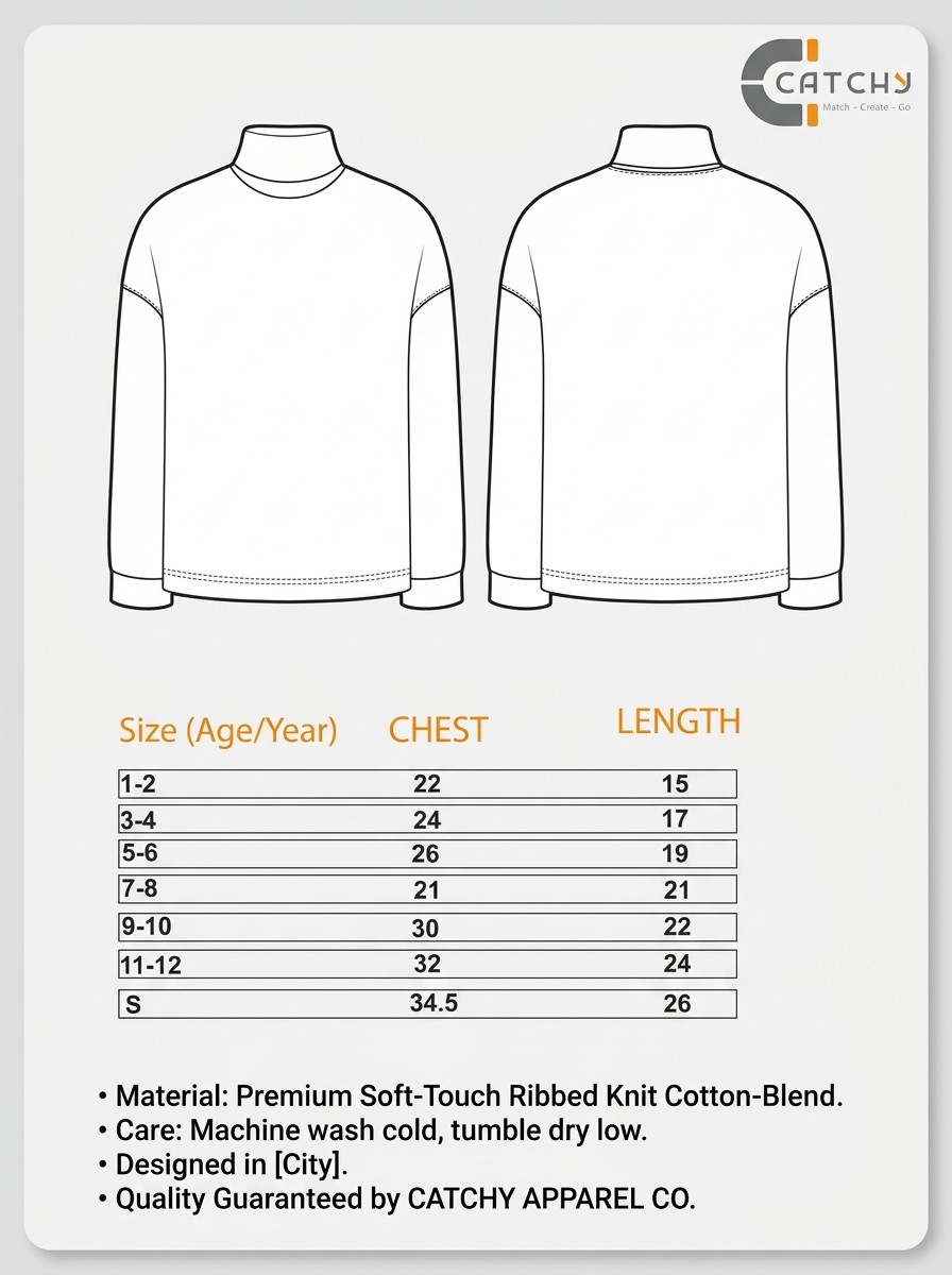 Girls' High Neck Sweater – Stylish Winter Wear
