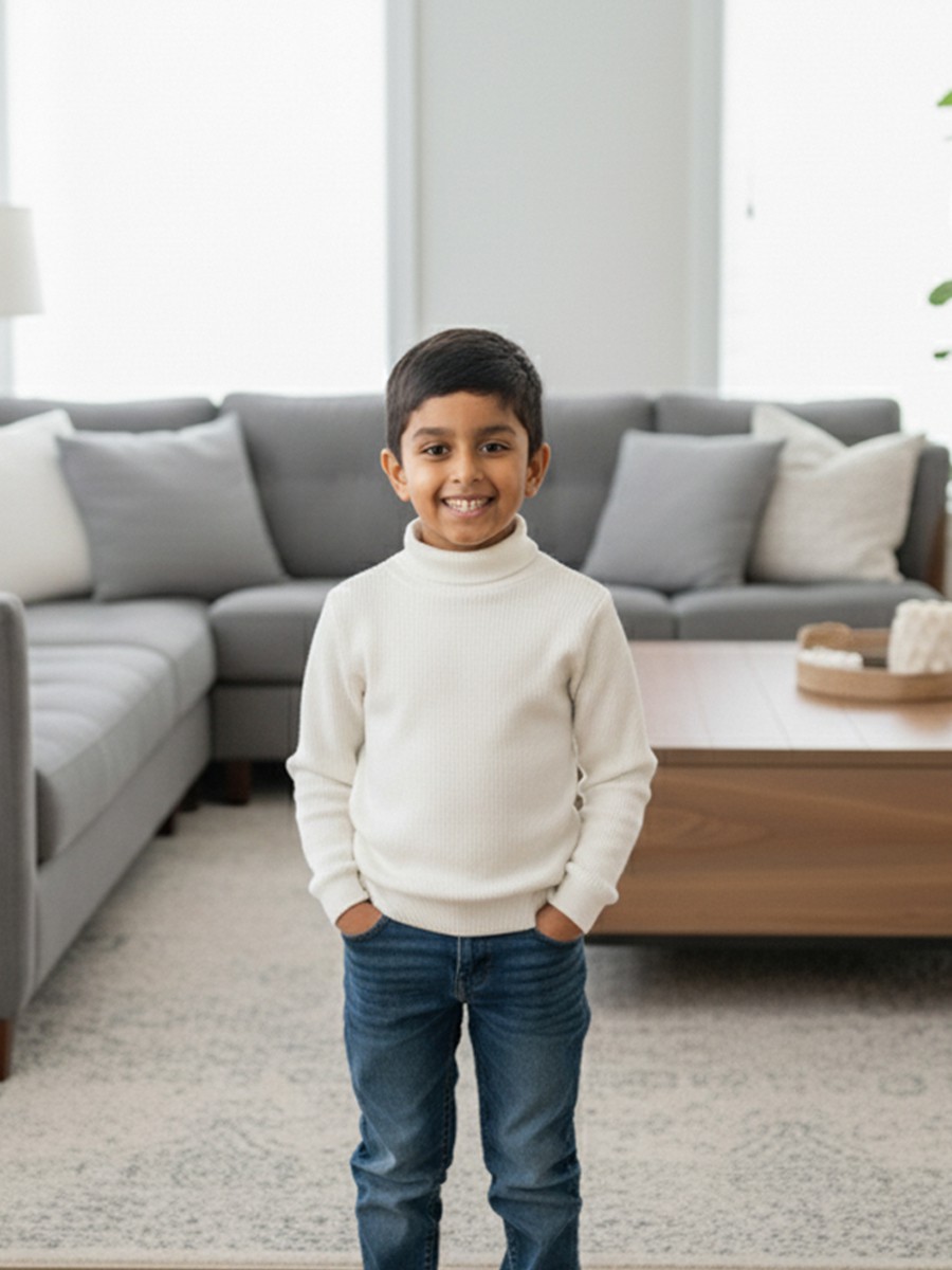 Boys' High Neck Sweater – Stylish Winter Wear