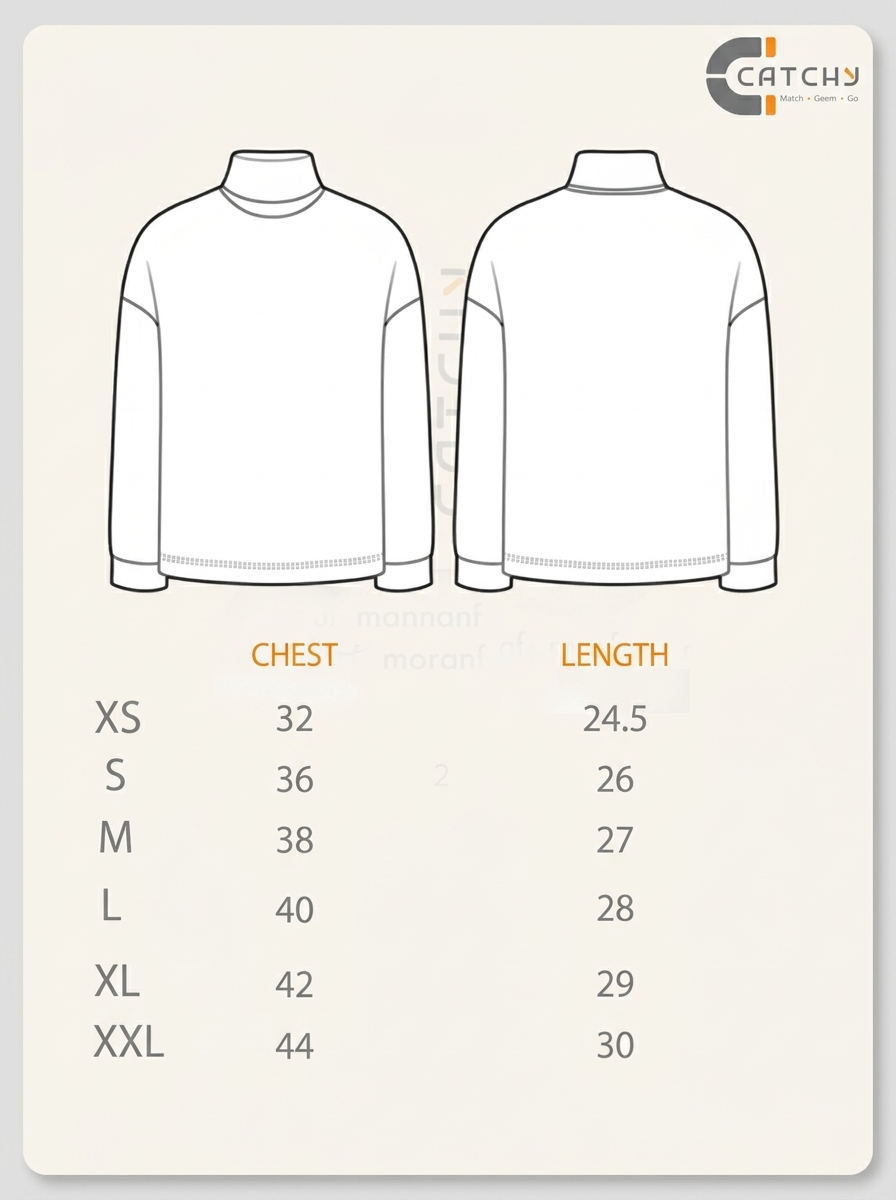 Size chart for Men's High Neck Sweater – Stylish Winter Wear