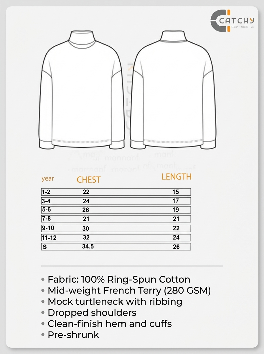 Size chart for Boys' High Neck Sweater – Stylish Winter Wear