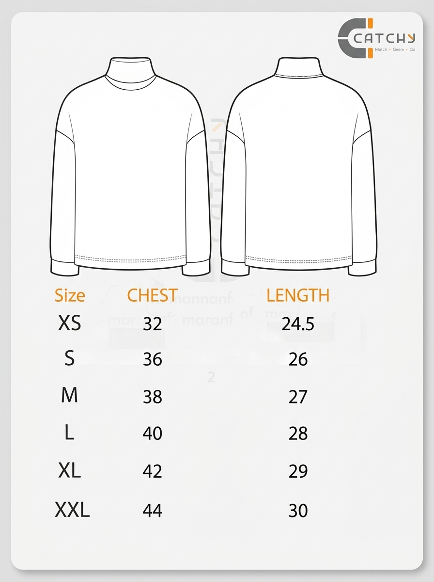 Size chart for Men's High Neck Sweater – Stylish Winter Wear