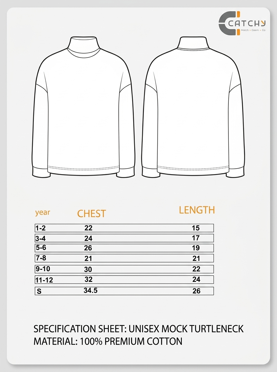 Size chart for Boys' High Neck Sweater – Stylish Winter Wear
