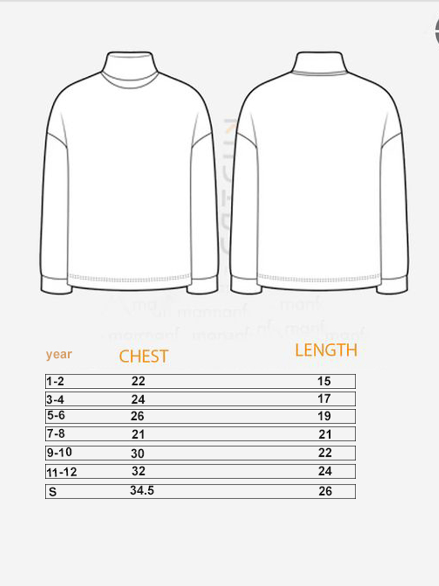 Size chart for Boys' High Neck Sweater – Stylish Winter Wear