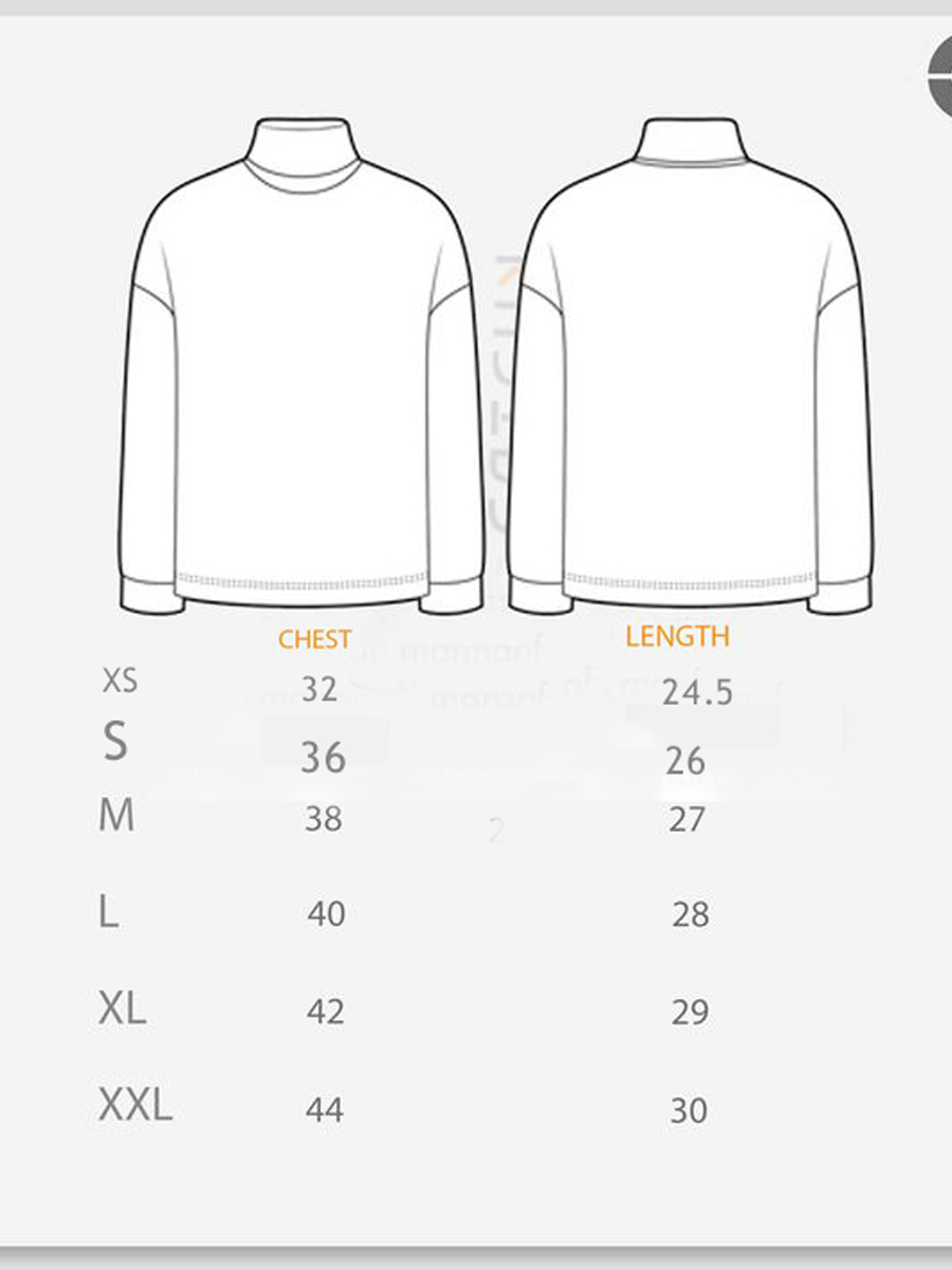 Size chart for Men's High Neck Sweater – Stylish Winter Wear